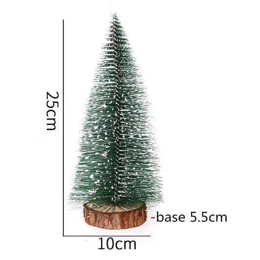 Mini White Cedar Desktop Christmas Tree with Winter Snow Ornaments for Holiday Decor