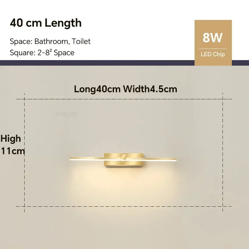 Modern LED Wall Light:Three Color Aluminium Modern LED Wall Light {60cm,40cm}