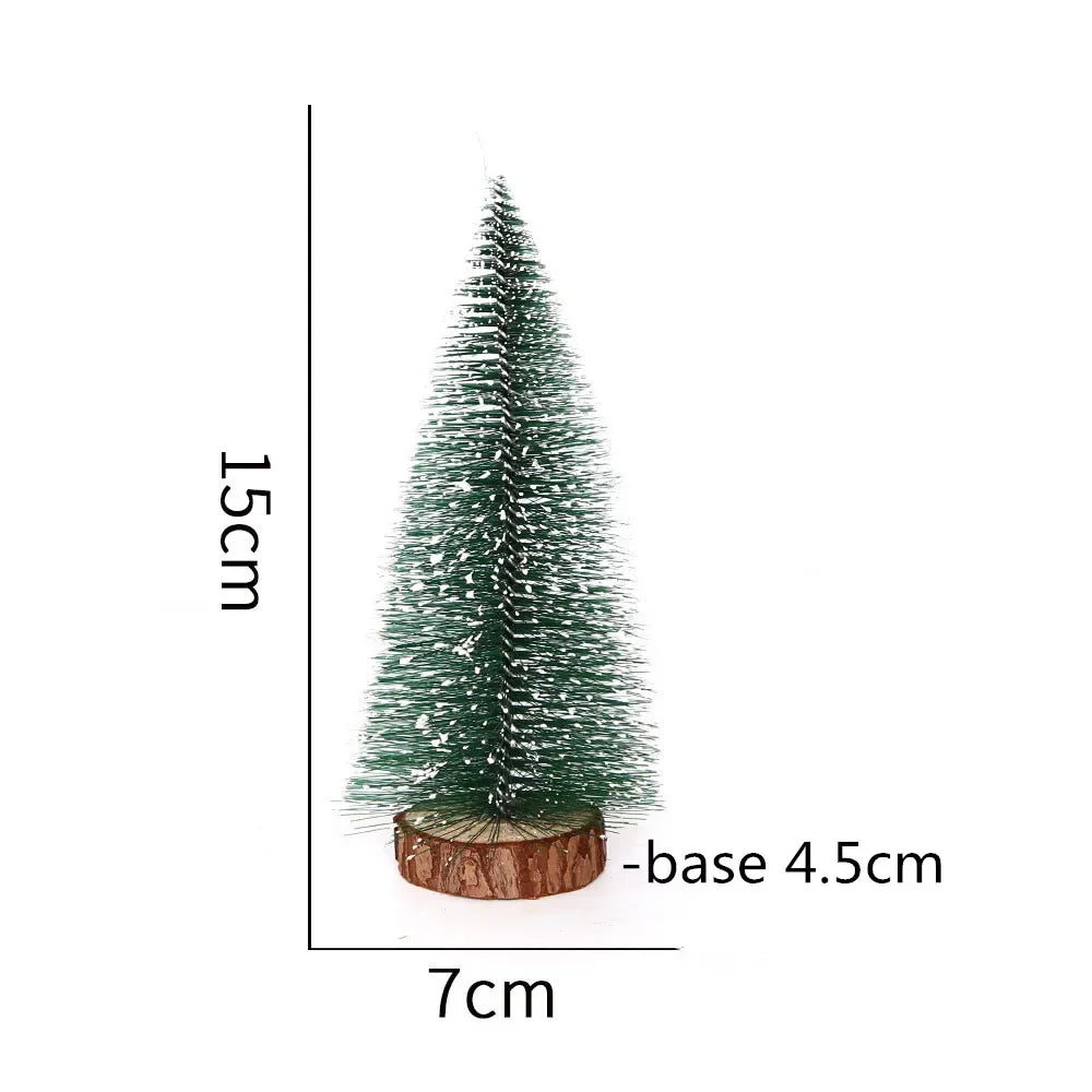 Mini White Cedar Desktop Christmas Tree with Winter Snow Ornaments for Holiday Decor