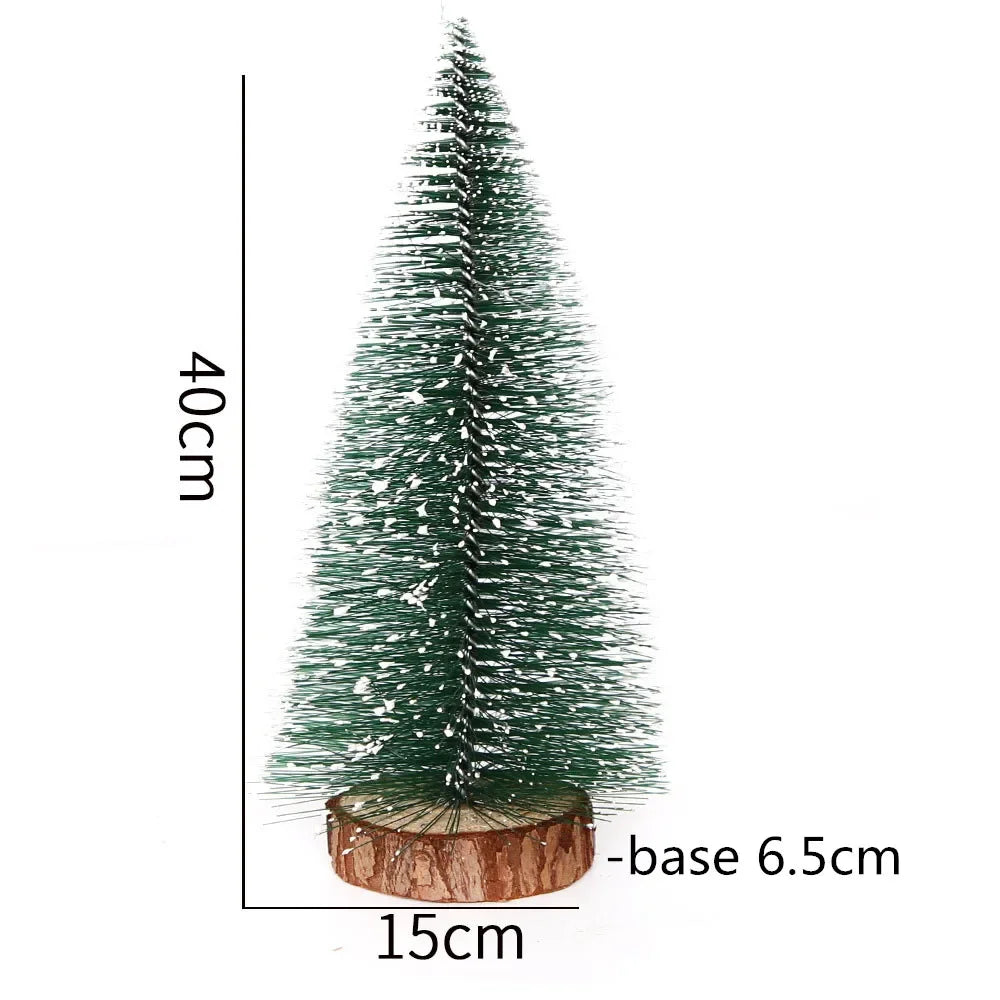 Mini White Cedar Desktop Christmas Tree with Winter Snow Ornaments for Holiday Decor