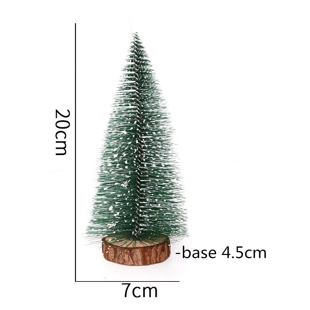 Mini White Cedar Desktop Christmas Tree with Winter Snow Ornaments for Holiday Decor