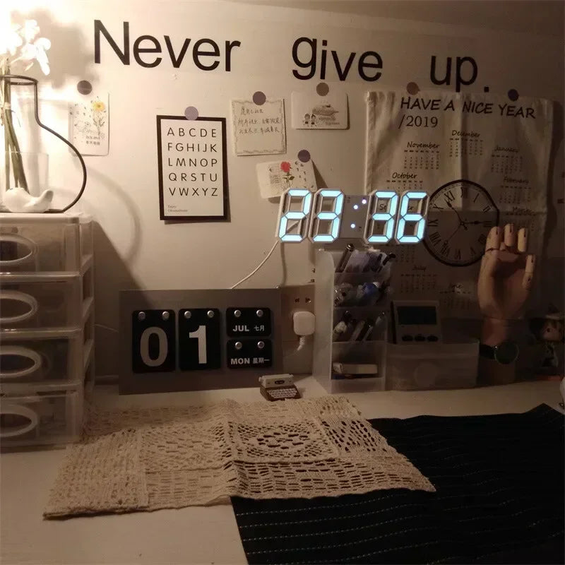 Timeless Glow:Modern 3D LED Clock Wall Art