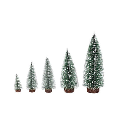 Mini White Cedar Desktop Christmas Tree with Winter Snow Ornaments for Holiday Decor