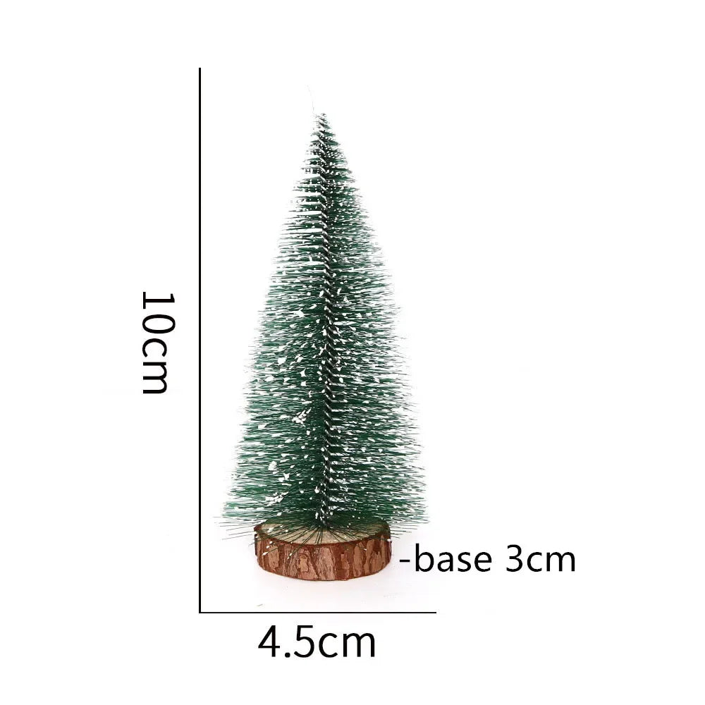 Mini White Cedar Desktop Christmas Tree with Winter Snow Ornaments for Holiday Decor