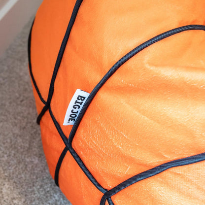 Sports Ball Child-Sized Bean Bag Chair, Basketball Plush, Soft Polyester, 2.5 Feet