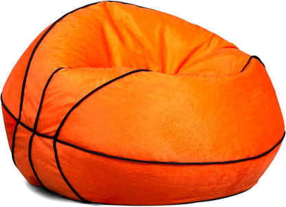 Sports Ball Child-Sized Bean Bag Chair, Basketball Plush, Soft Polyester, 2.5 Feet